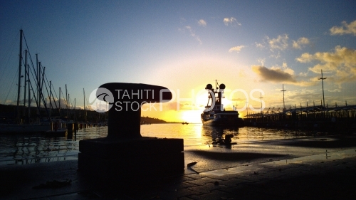 Port Of Tahiti, Boats and Sunset, Coucher de Soleil, Port de Papeete