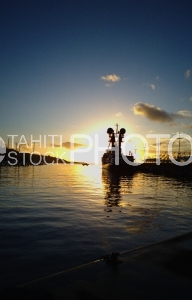 Yacht in the Sunset  In Port Of Tahiti