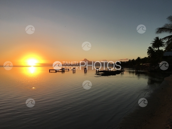 Moorea during sunset, seen from the beach at Le Meridien, Punaauia