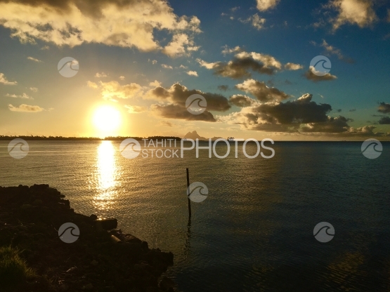 Lagoon of Tahaa in the early sunset