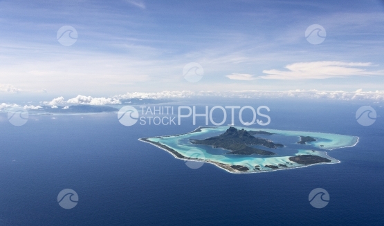 Island of Bora Bora and Tahaa, aerial view