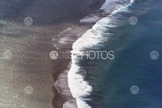 Bora Bora, aerial view of the reef by the ocean