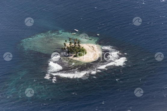 Tahiti, aerial, small island in the lagoon