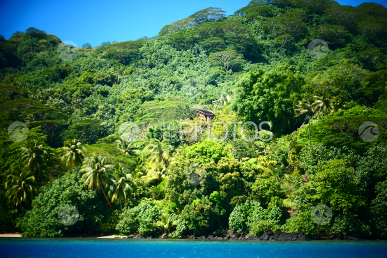 Coast line and lagoon of Huahine