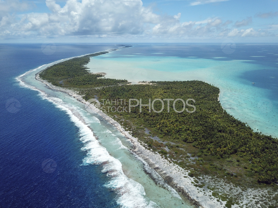 Toau, aerial shot of the reef and lagoon
