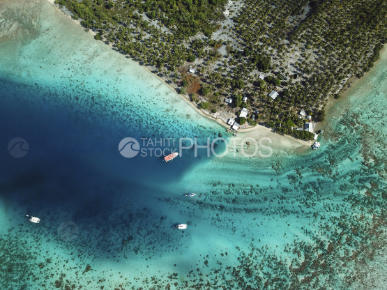 Toau, aerial shot of the reef and lagoon