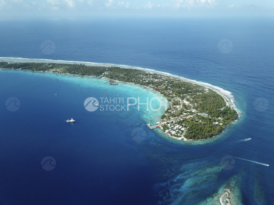 Rangiroa, aerial shot of the lagoon and island
