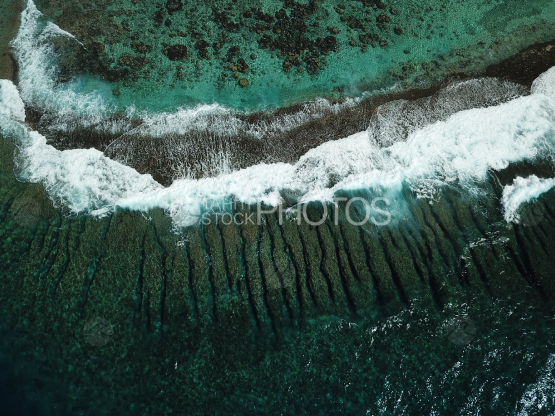 Huahine, aerial shot of the lagoon and island