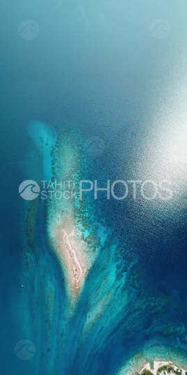 Aerial panoramic shot of the pass Tiputa, Ragiroa