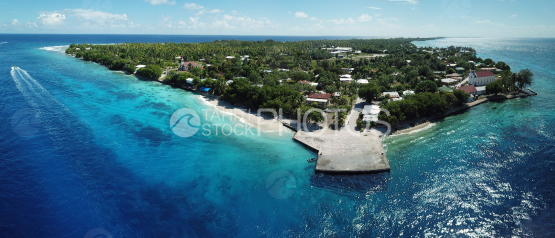 Panoramic Aerial shot of Tiputa pass, Rangiroa