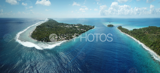 Panoramic Aerial shot of the pass Avatoru, Rangiroa