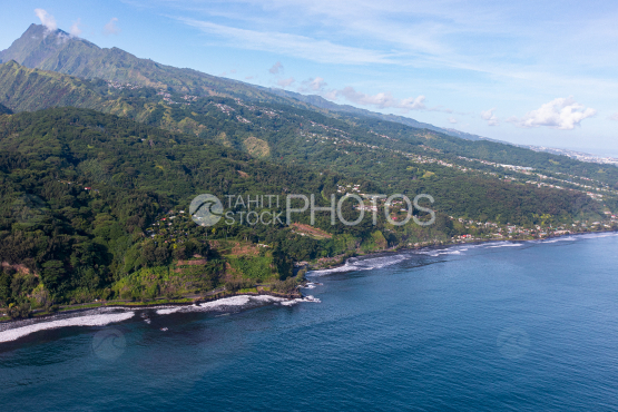 Tahiti, aerial photography of Orohena and coast