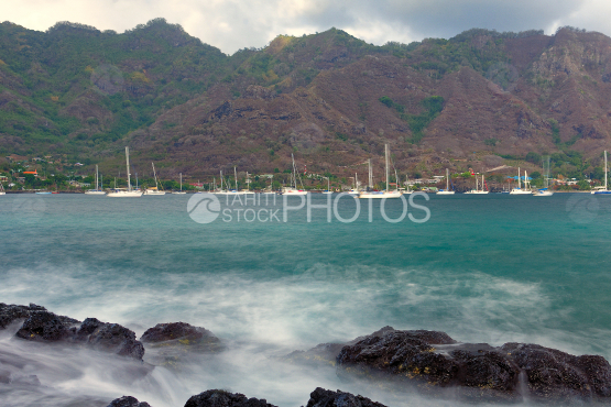 Nuku hiva, sailboats on stopover in the bay of Taiohae