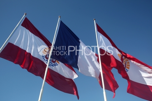 Polynesian and French Flags, Drapeau de Polynésie Française