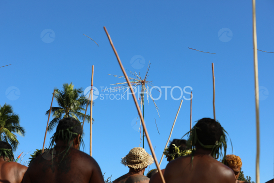 Tahiti, Polynesian man, traditional javelin throwing competition, Tuaro Maohi, Polynesia