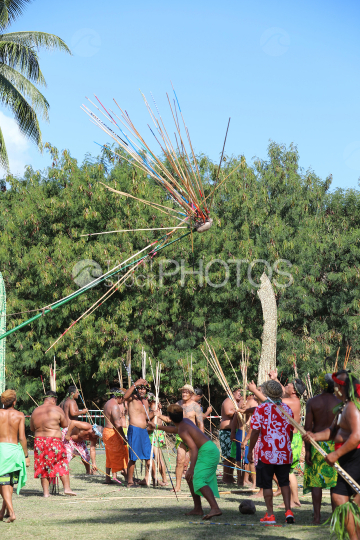Tahiti, Target with javelins, traditional javelin throwing competition, Tuaro Maohi, Polynesia