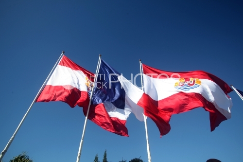 Polynesian and French Flags, Drapeau de Polynésie Française